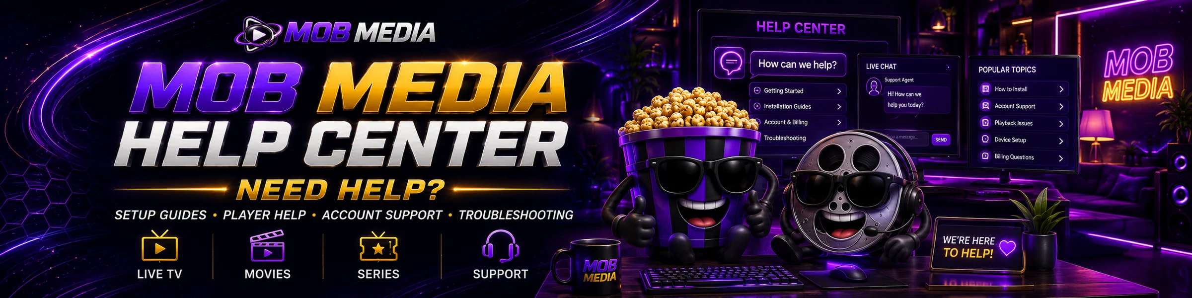 Mob Media Help Center setup guides, player help and customer support