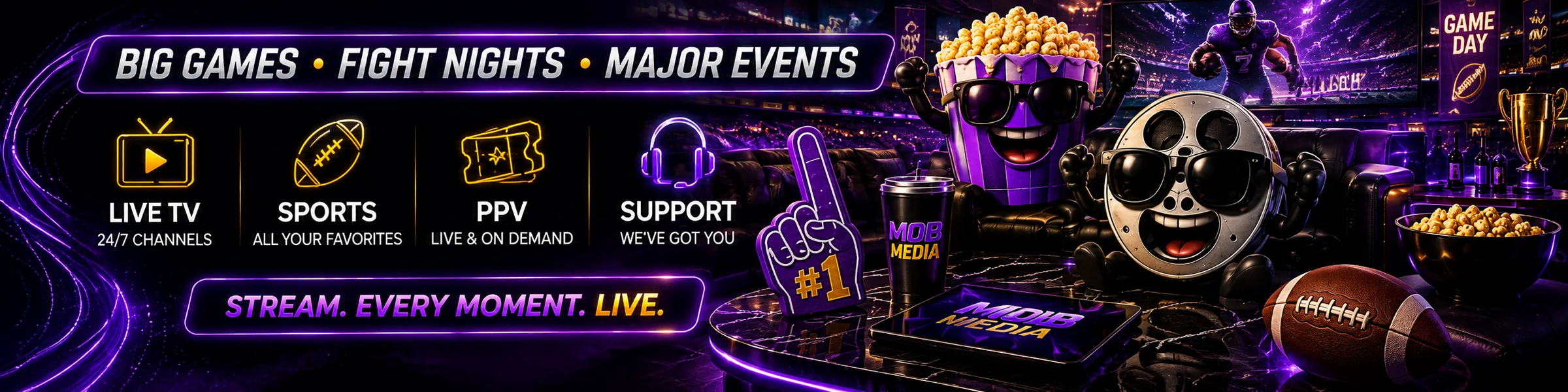 Mob Media live sports, pay-per-view events and game-day entertainment